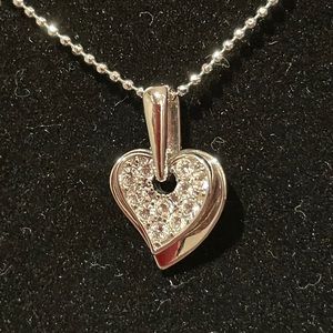10K Gold Plated Hearts Crystal Pendant & Silver Tone 14” Chain